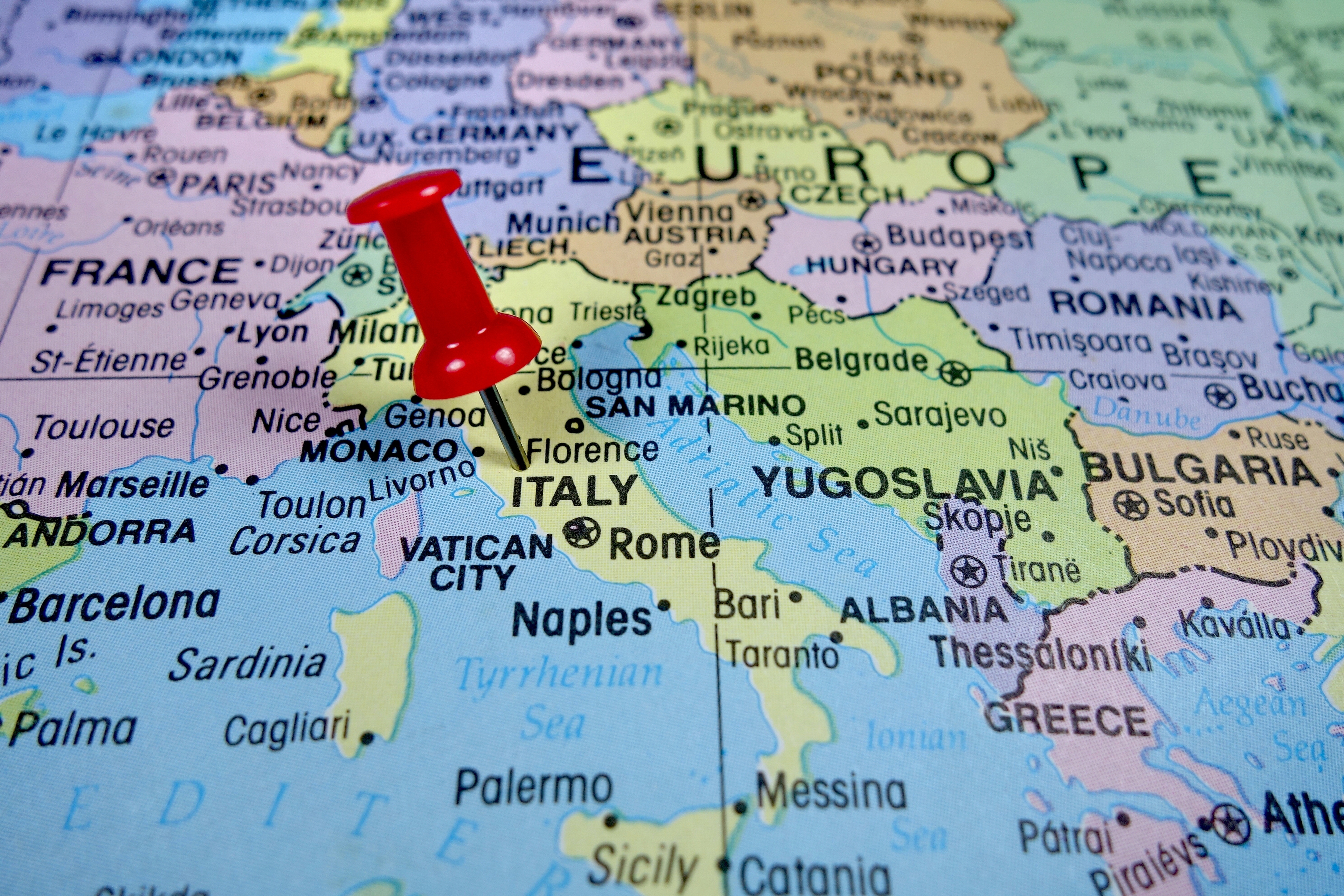 Италия на карте Европы